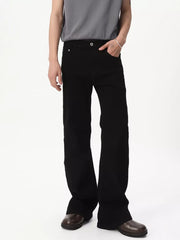 Black relaxed fit bootcut men's jeans with a casual style.