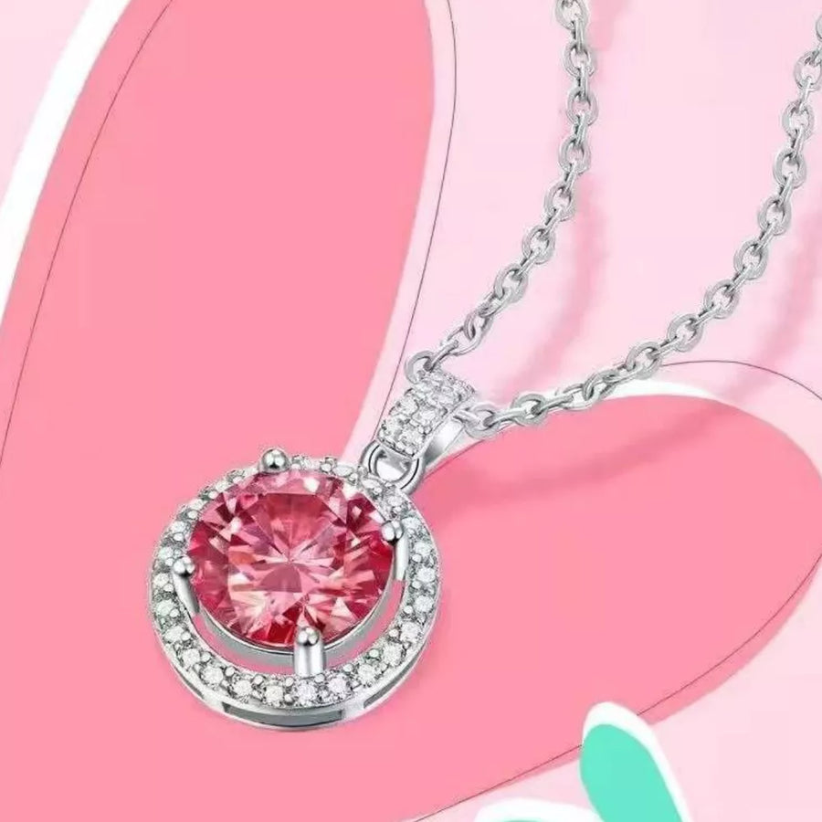 925 sterling silver,Moissanite Carat weight: 3ct Care instructions: Avoid wearin necklace in silver with jewelry silhouette