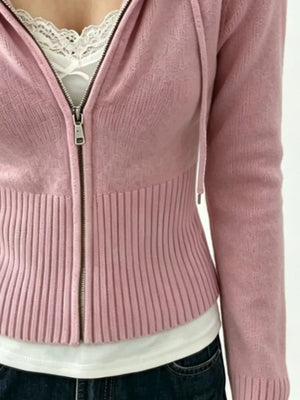 athleisure zip hoodie in Gray with hooded