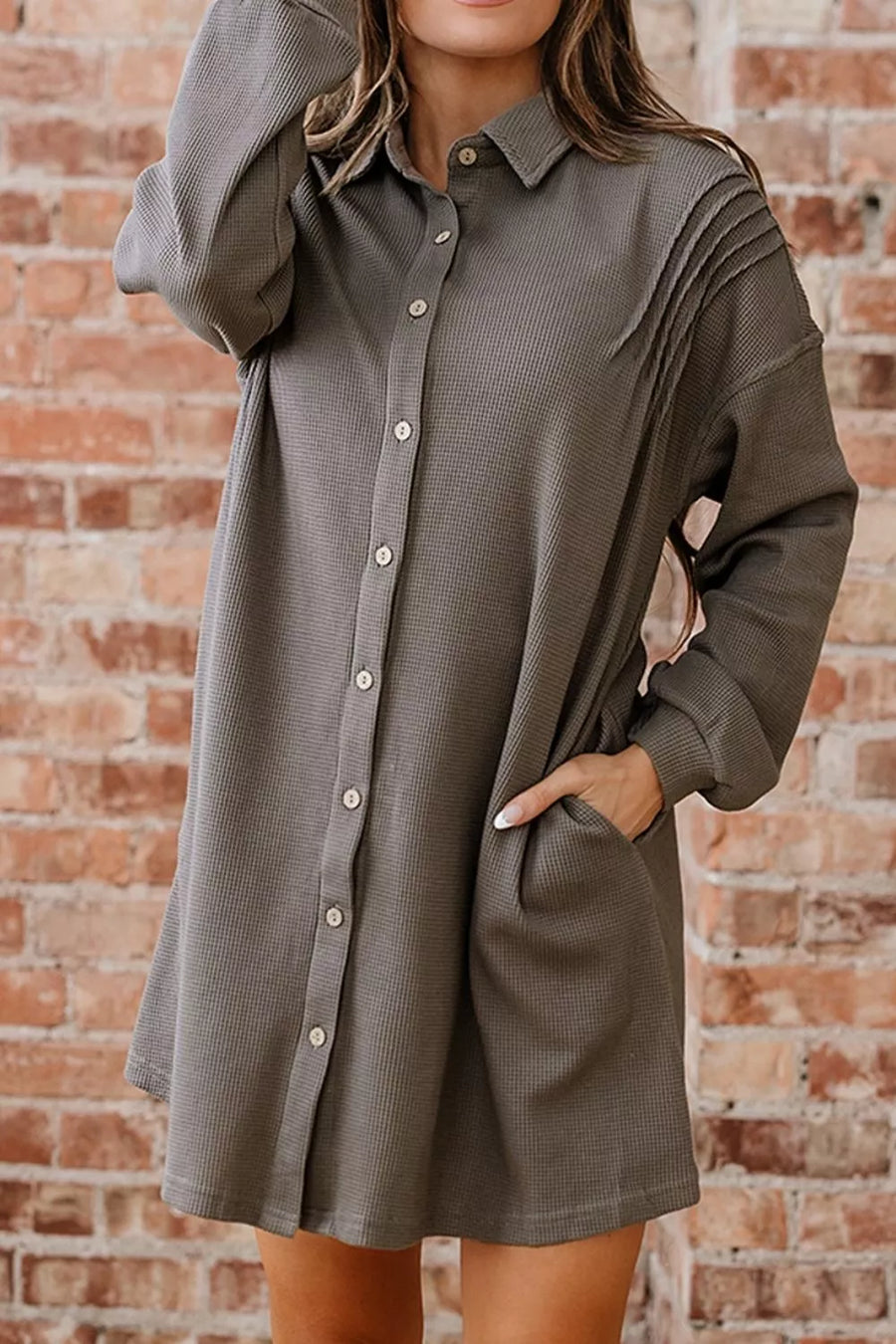 Casual Button-down Dress With Pockets option 5