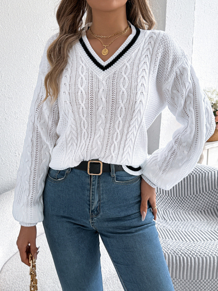v-neck sweater in White