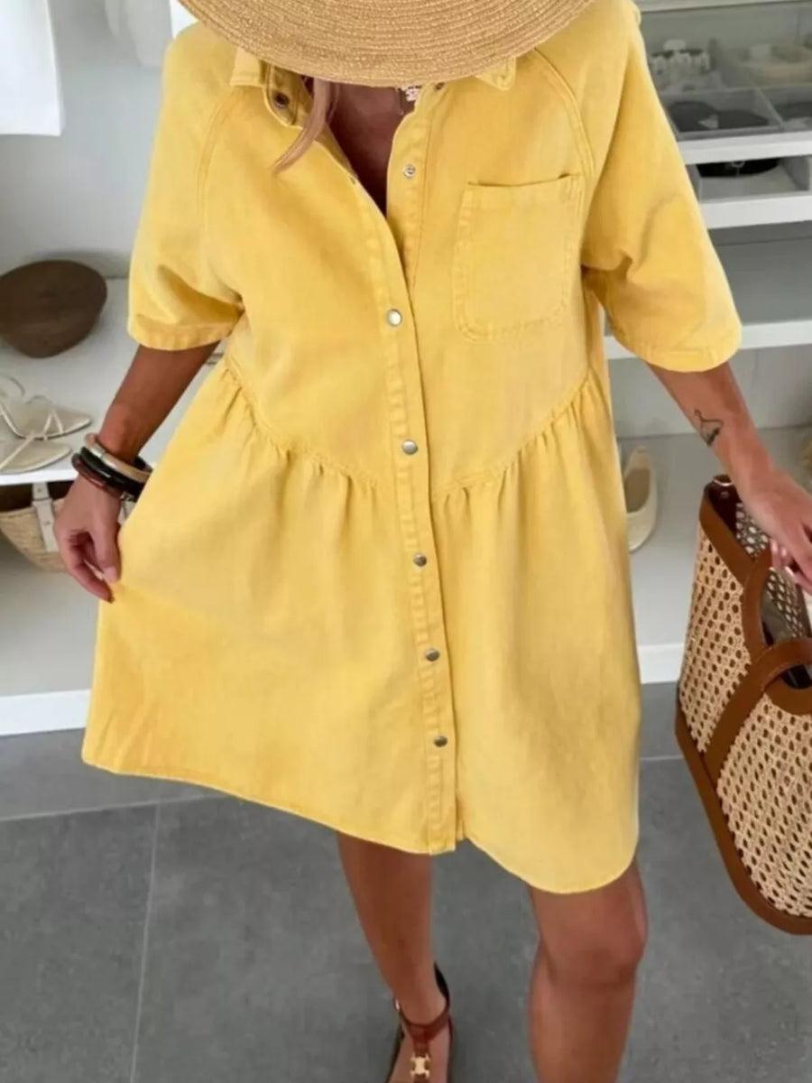 classic shirt dress in Light Blue with collared