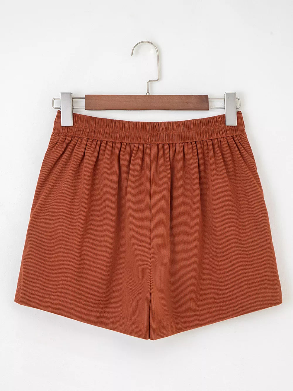 Terracotta shorts with mini and button-front
