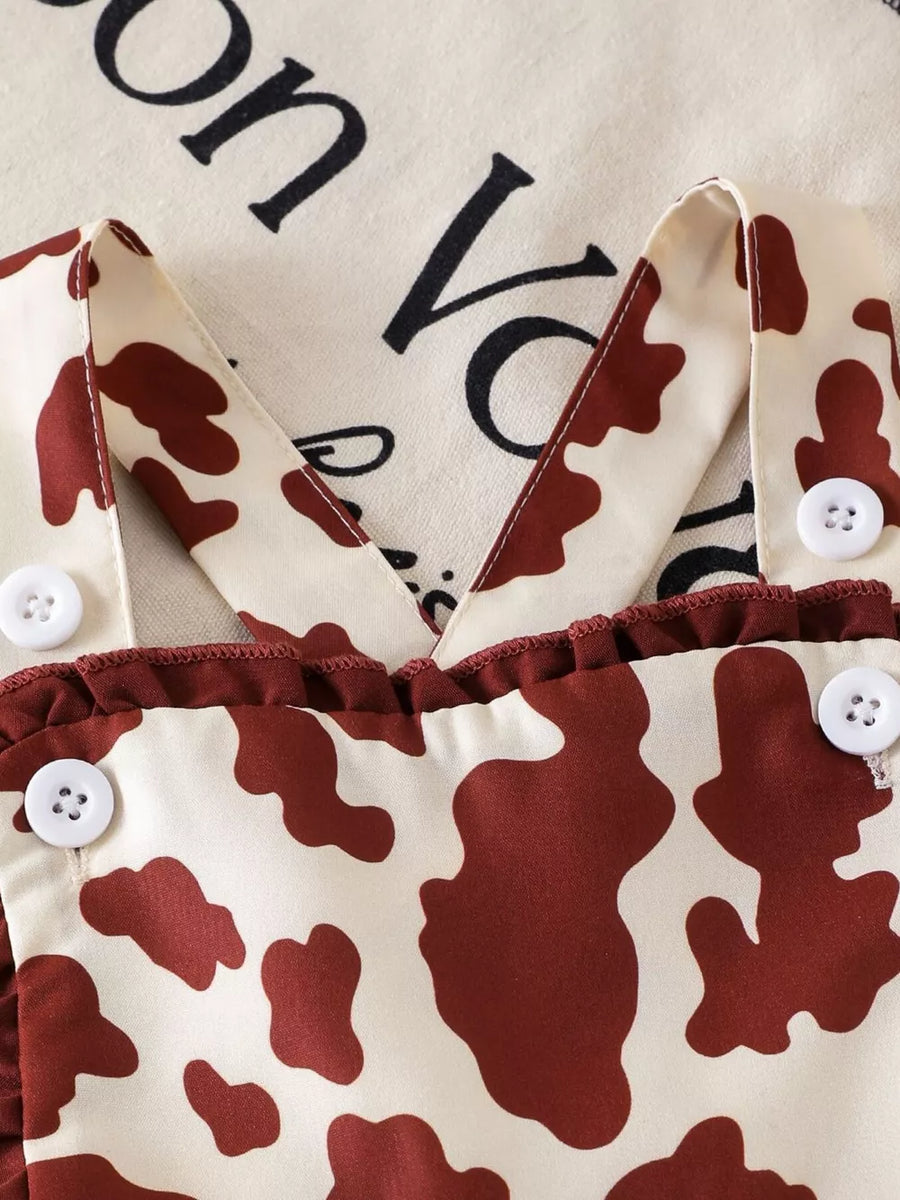 Children's Cow Print Ruffle Jumpsuit option 8