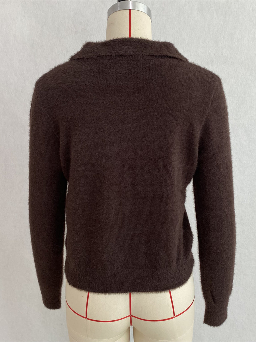 cardigan in Pink with letter graphic and zipper