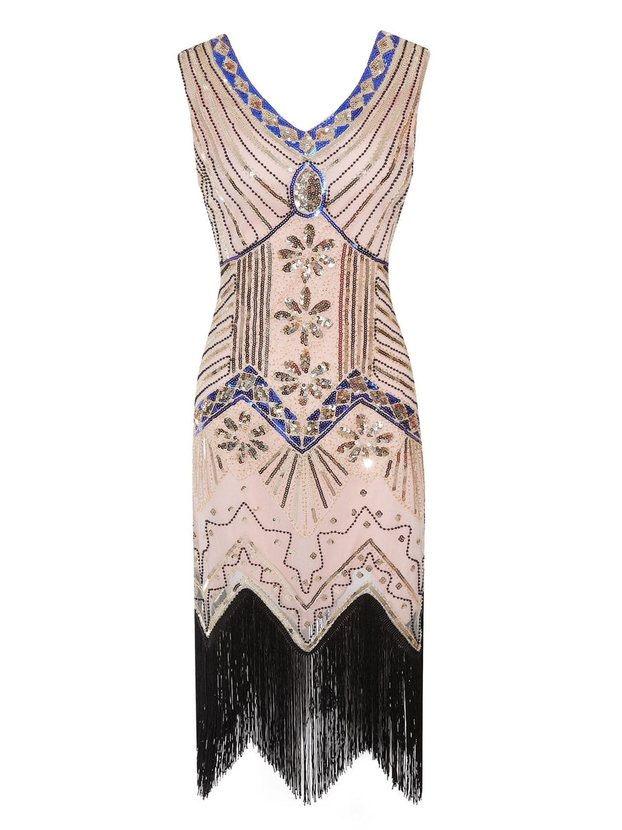 black regular cocktail dress with v-neck