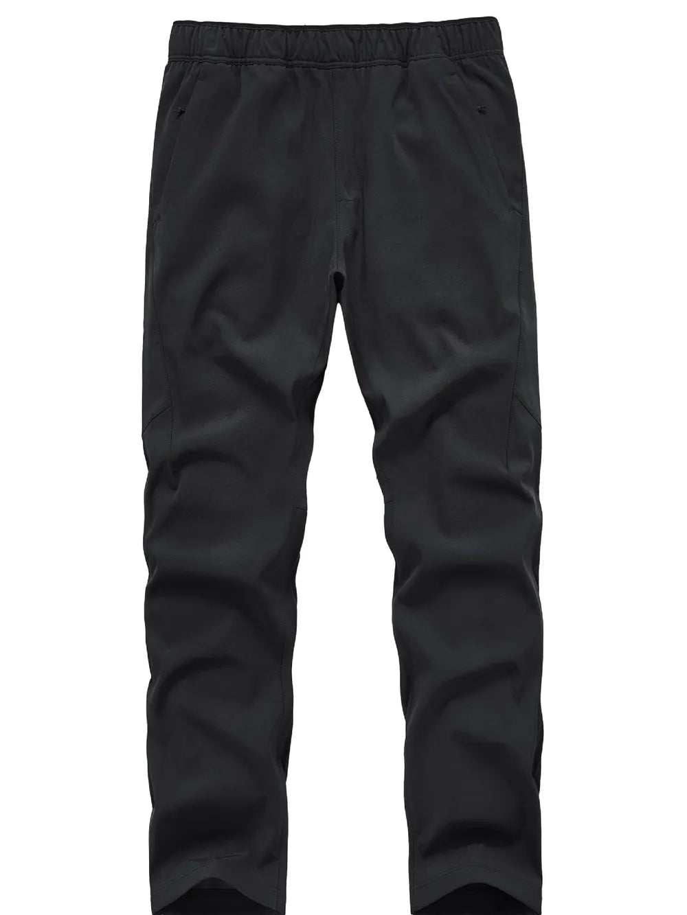 Black men's sweatpants with elastic waistband and side pockets.