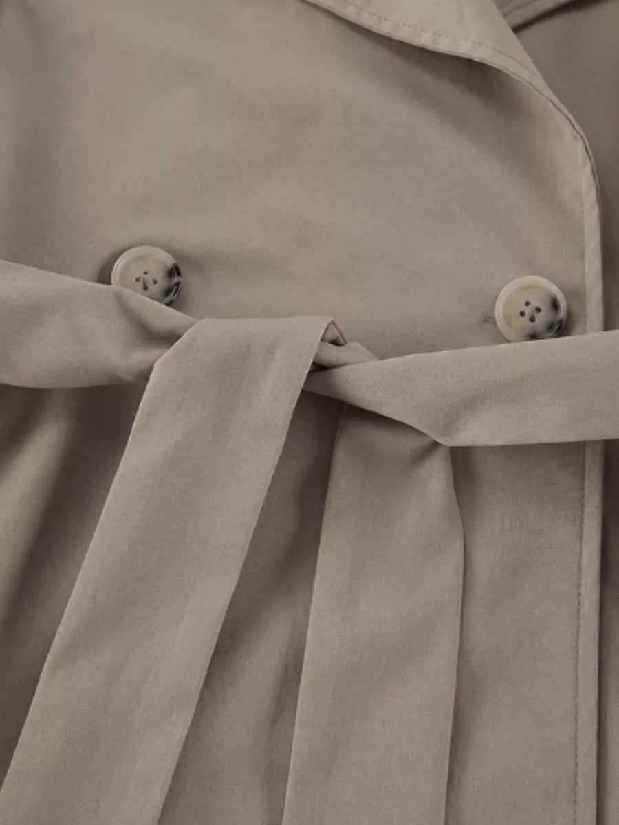 Chic Double-breasted Belted Trench Coat in Khaki, view 15