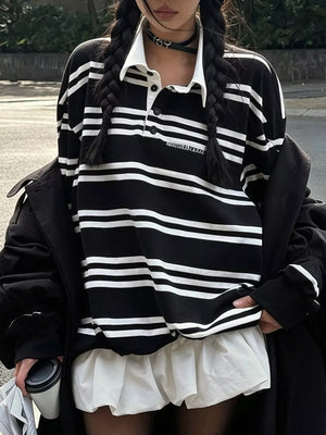 black polo shirt with striped and collared