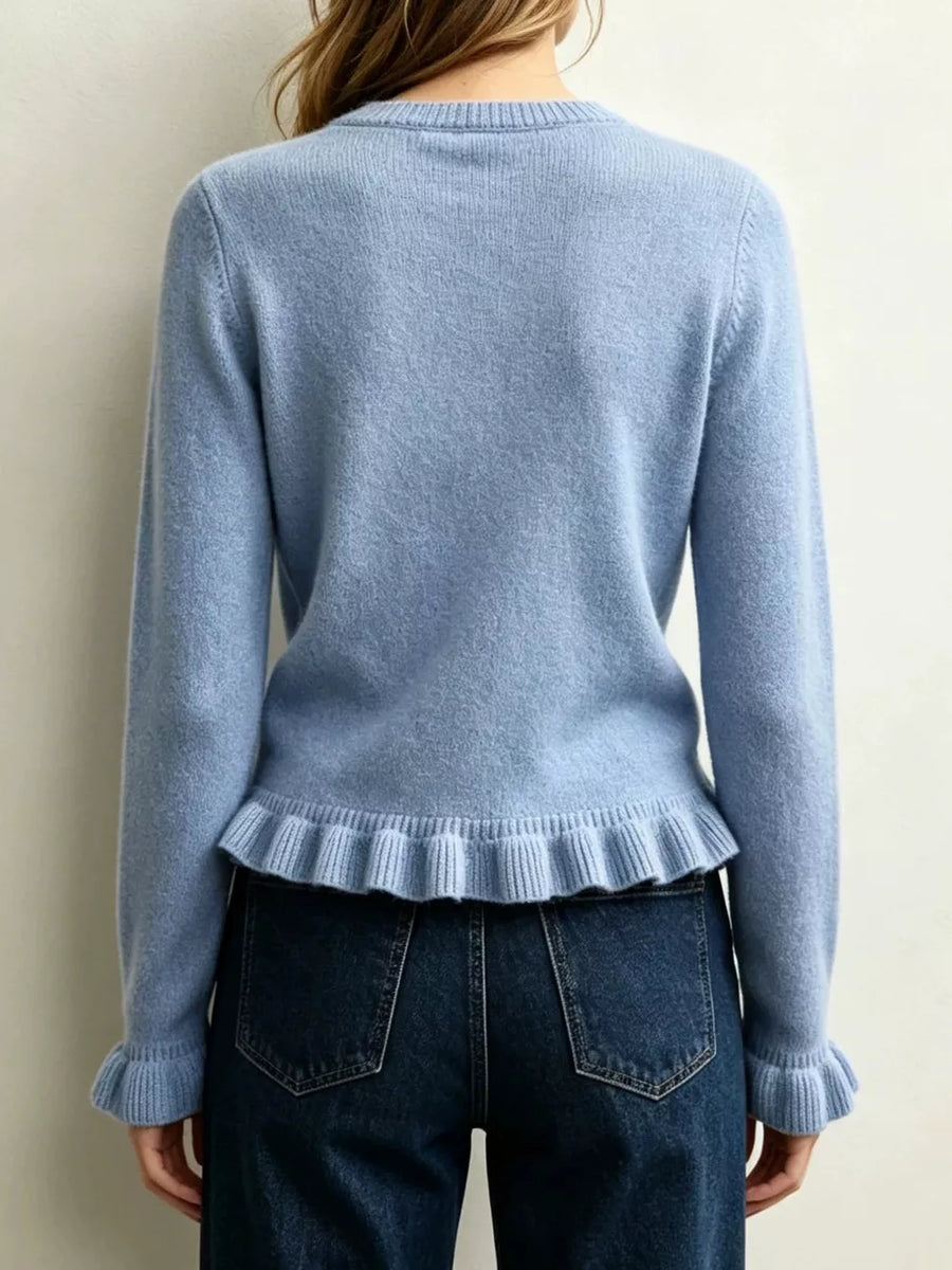 Khaki pullover sweater with waist-length and pullover