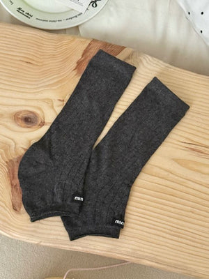 Breathable Knit Stirrup Socks in Light Gray
