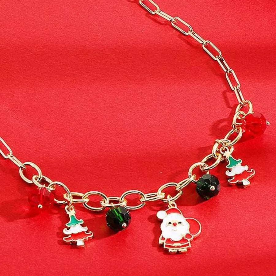 necklace in red with charms and princess