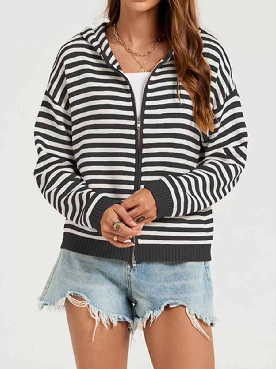 Blue zip-up sweater with lightweight and long sleeve
