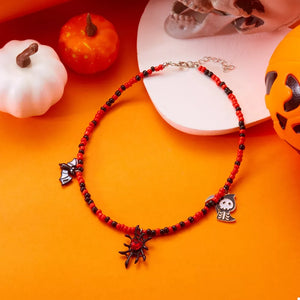 black necklace featuring beaded and color-block