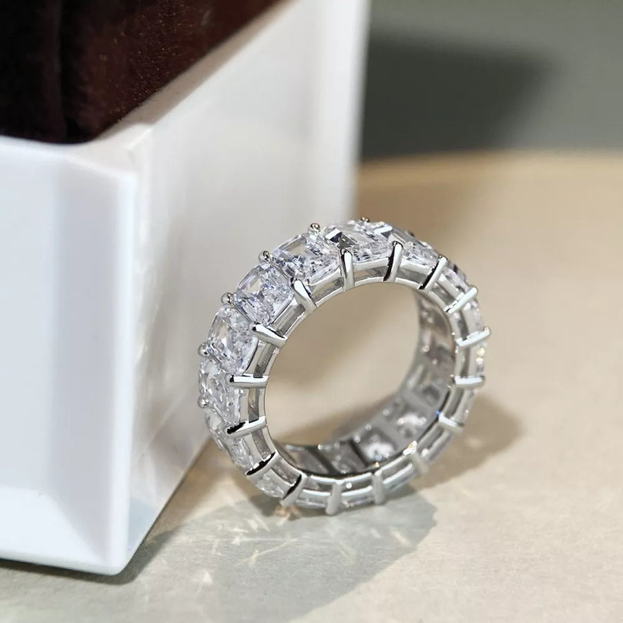 clear ring featuring zircon embellishment and geometric