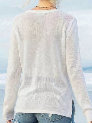 American Flag Long Sleeve Sweater in White