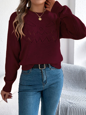 Halloween Pumpkin Face Knit Top in Camel with openwork