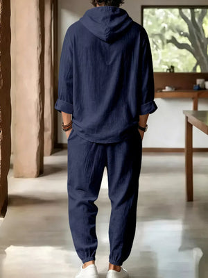 olive green relaxed lounge set with hooded