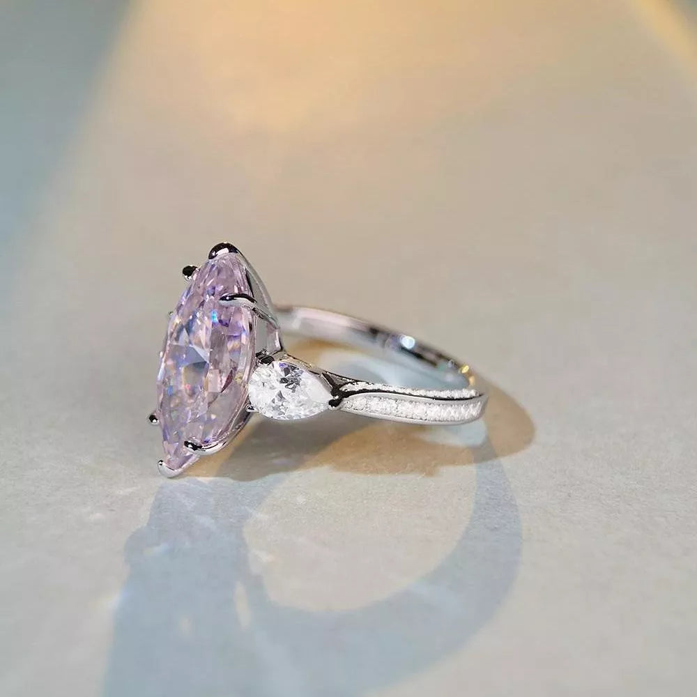925 sterling silver Care instructions: Avoid wearing during exercise, as sweat w ring in Pink with three-stone silhouette