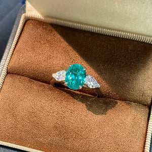 Topaz,925 sterling silver Care instructions: Avoid wearing during exercise, as s ring in Cerulean with three-stone oval and