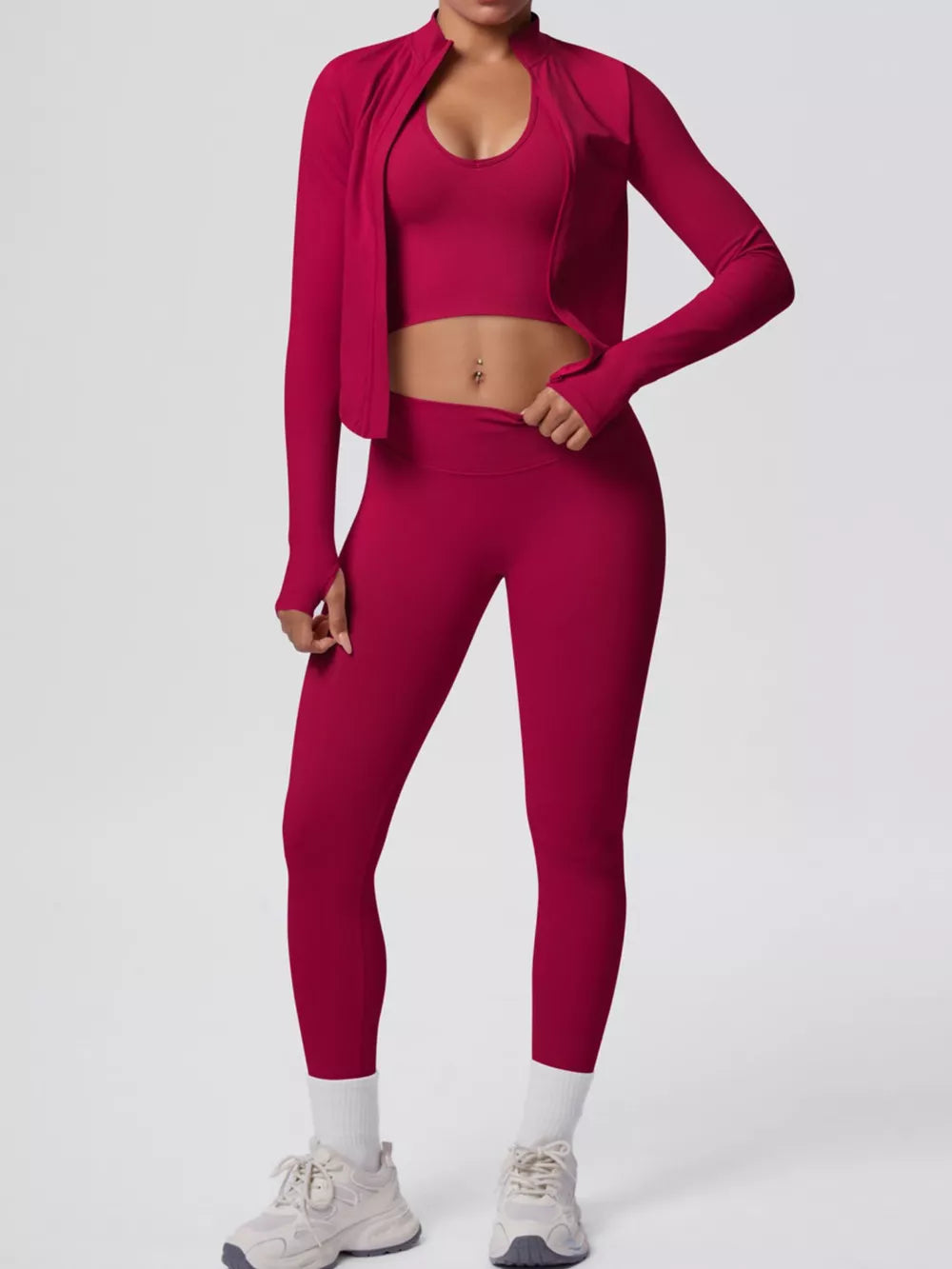 athleisure active set in Royal Blue with v-neck