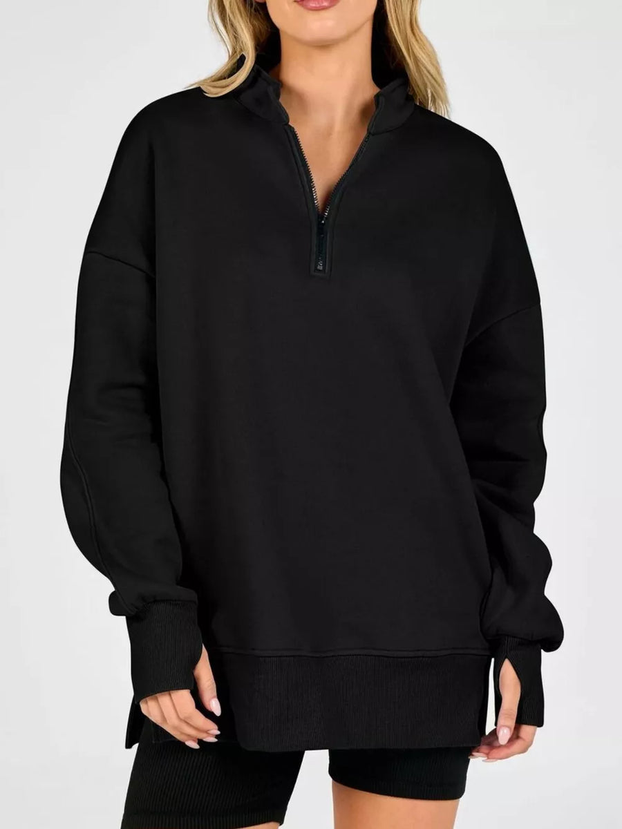 athleisure sweatshirt in taupe with collared