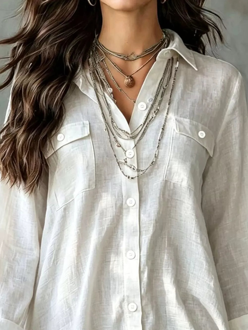 100% polyester Care instructions: Machine wash cold shirt dress in White with relaxed silhouette