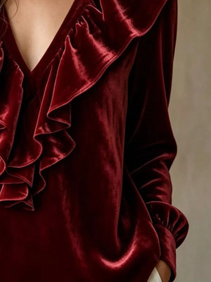 V-neck Long-sleeve Top in Pink