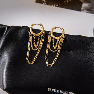 18k Gold-plated Chain Hoop Earrings in gold with gold-plated