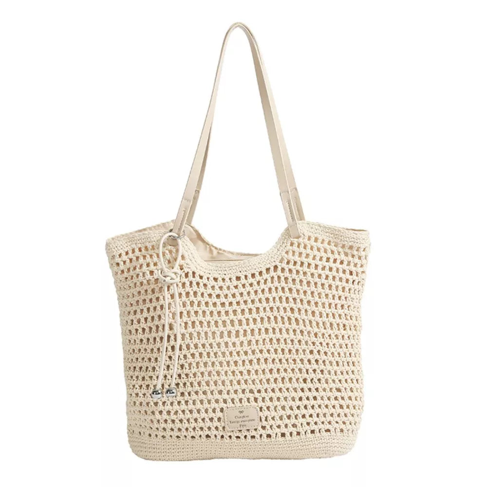 Black tote with drawstring and geometric