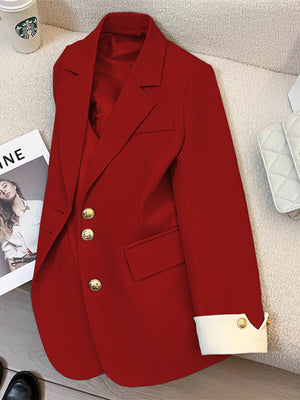 Pink regular blazer with notch lapel