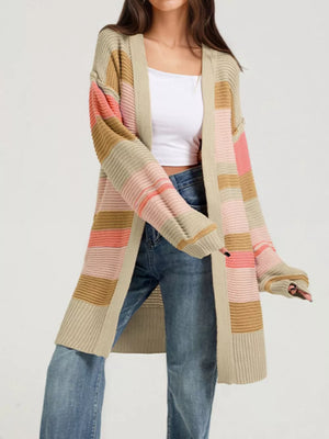 Burgundy cardigan with seam detail and long sleeve