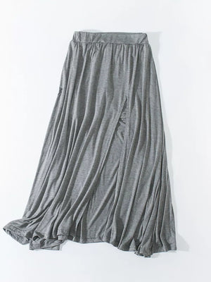 Navy Blue A-line Slit Maxi Skirt