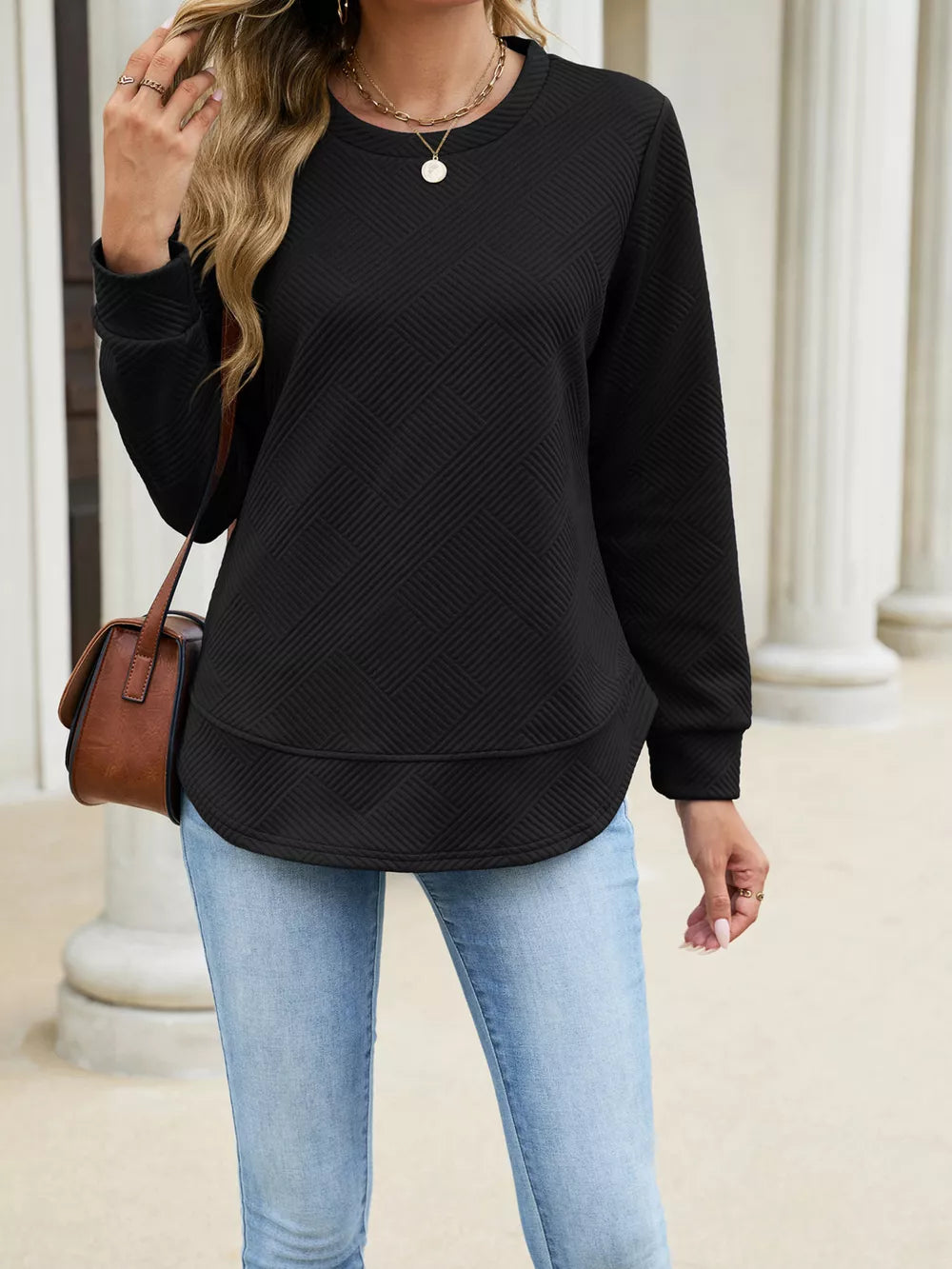 Army Green sweatshirt with hip-length and pullover