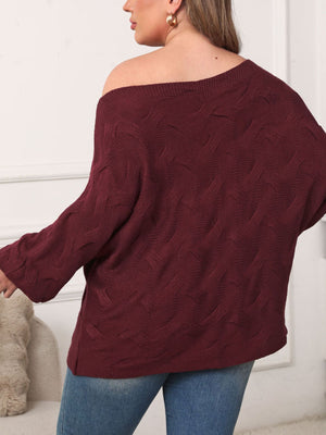 romantic pullover sweater in Wine Red with one-shoulder