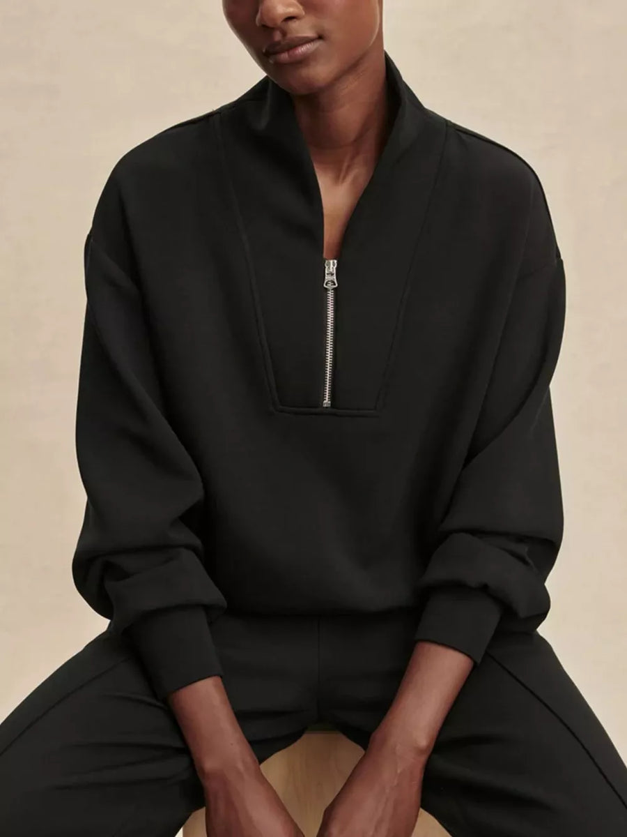 athleisure sweatshirt and wide-leg pants set in Blue with mock neck