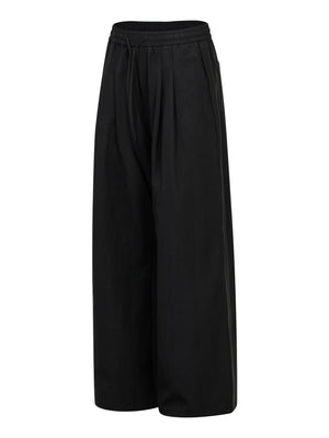 Men's Elastic-Waist Wide-Leg Drawstring Pants in cream with drawstring waist