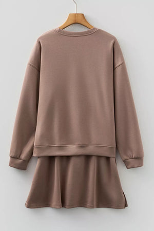 taupe lounge set with pocketed and 3/4 sleeve