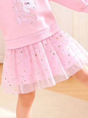 Blush Pink sweatshirt dress with knee-length and pullover