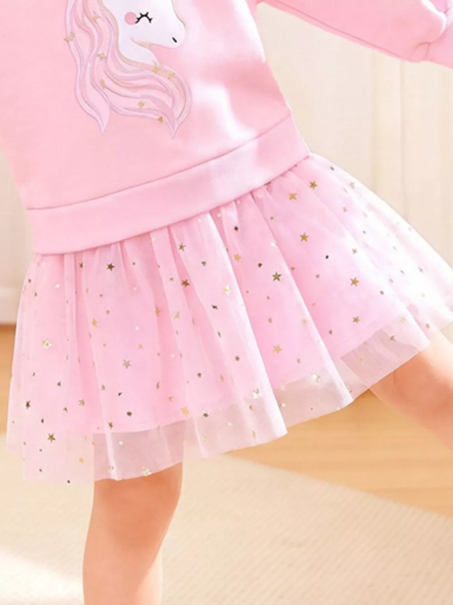 Blush Pink sweatshirt dress with knee-length and pullover