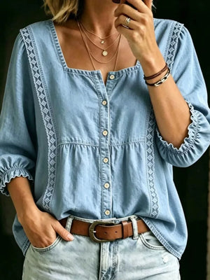 95% cotton, 5% elastane Care instructions: Machine wash cold button-down shirt in Navy with relaxed silhouette