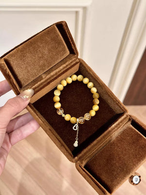 Tiger Eye Beaded Bracelet 18k Gold-plated in brown with beaded