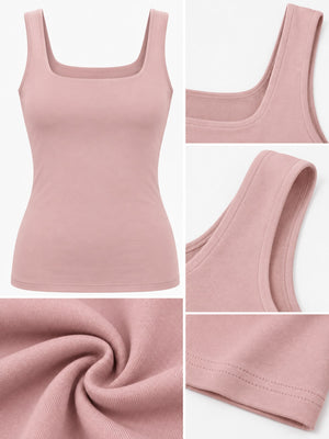 Square Neck Slim-Fit Tank in Khaki