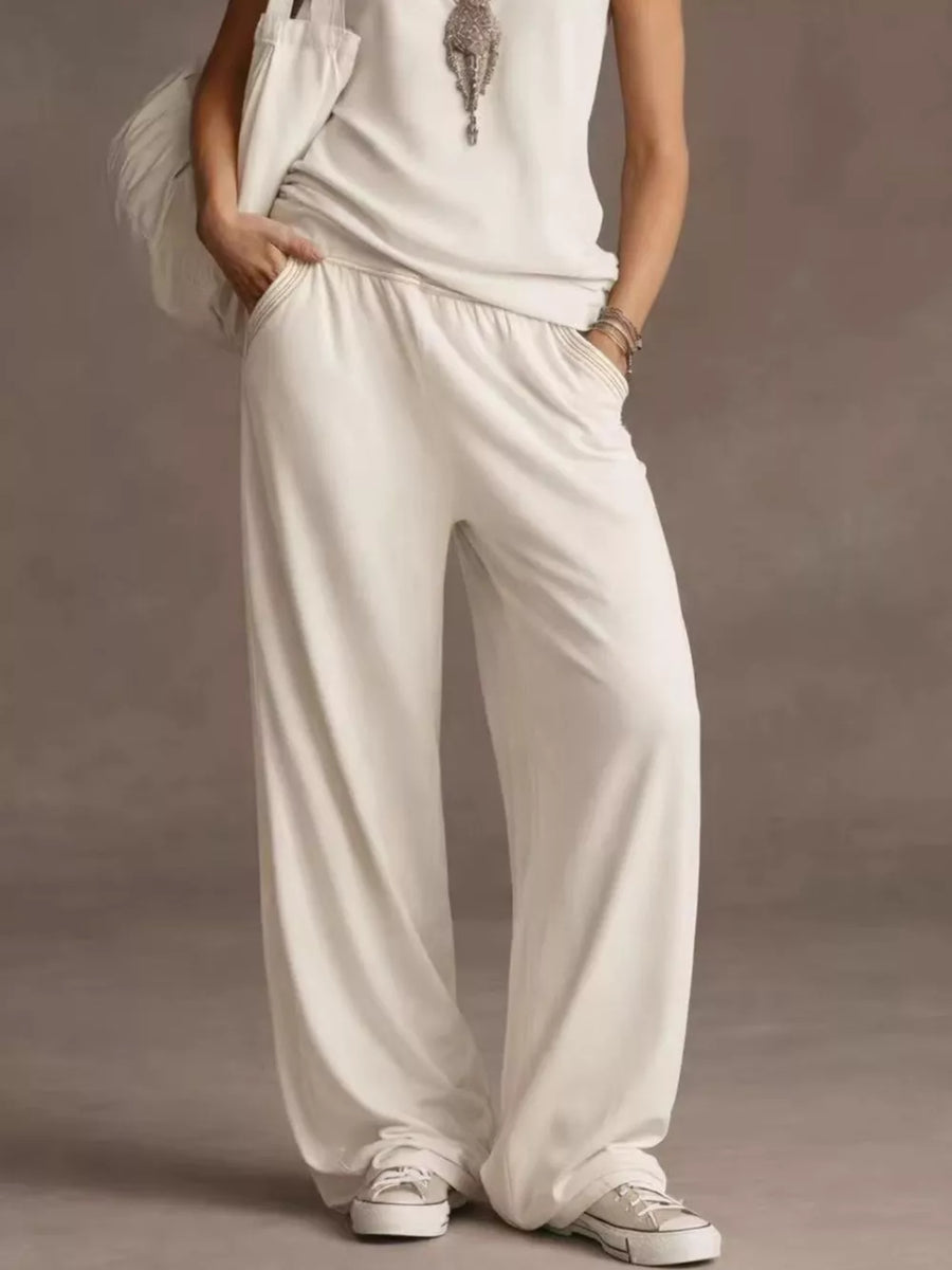 modern matching set in slate gray with v-neck