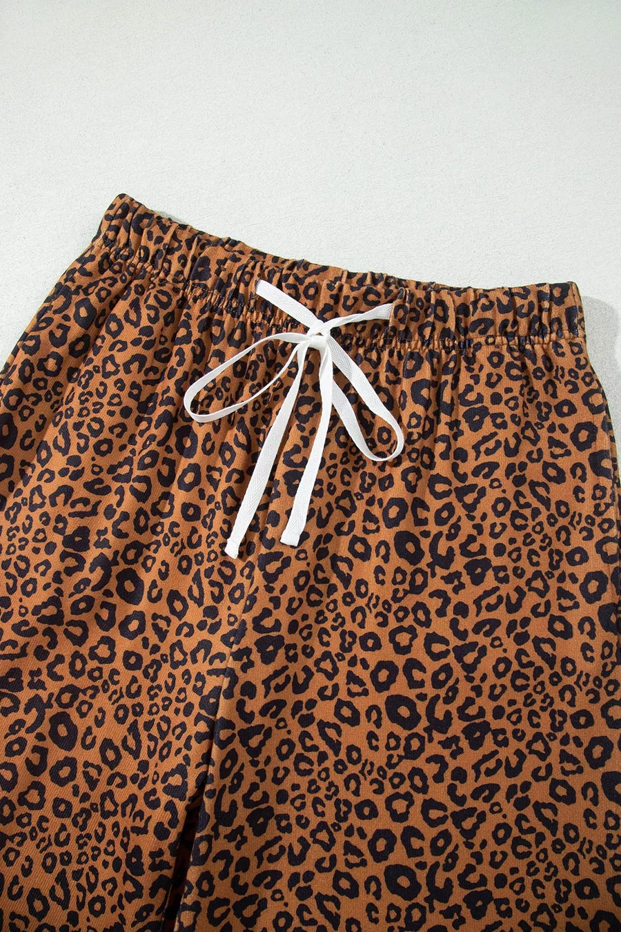 camel pajama set with elastic waist and long sleeve