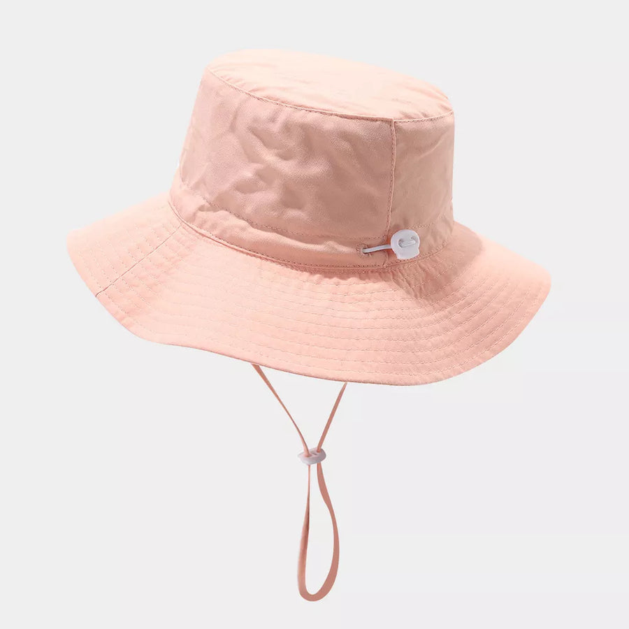 Wide-brim Sun Protection Bucket Hat in Orange Pink with wide brim