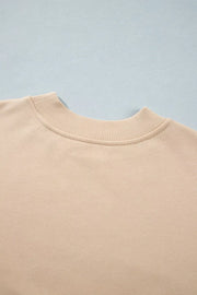 beige sweatshirt with stretch and long sleeve