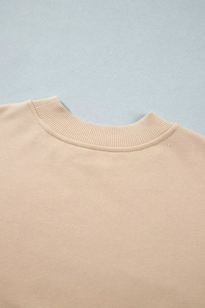 beige sweatshirt with stretch and long sleeve