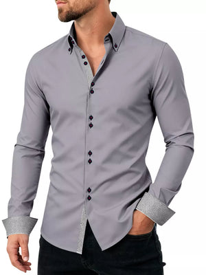 classic button-up shirt in White with button-down collar