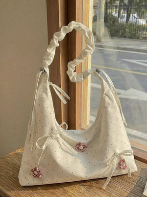 Cream with Floral Embellished Shoulder Bag